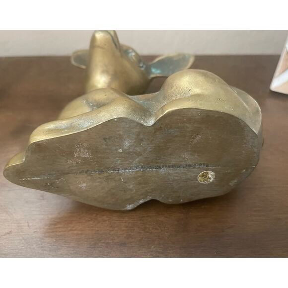 Vintage Brass Fawn Figurine: Cartoonish Bambi-like Deer, 5  Vintage Brass Deer Doe Bambi